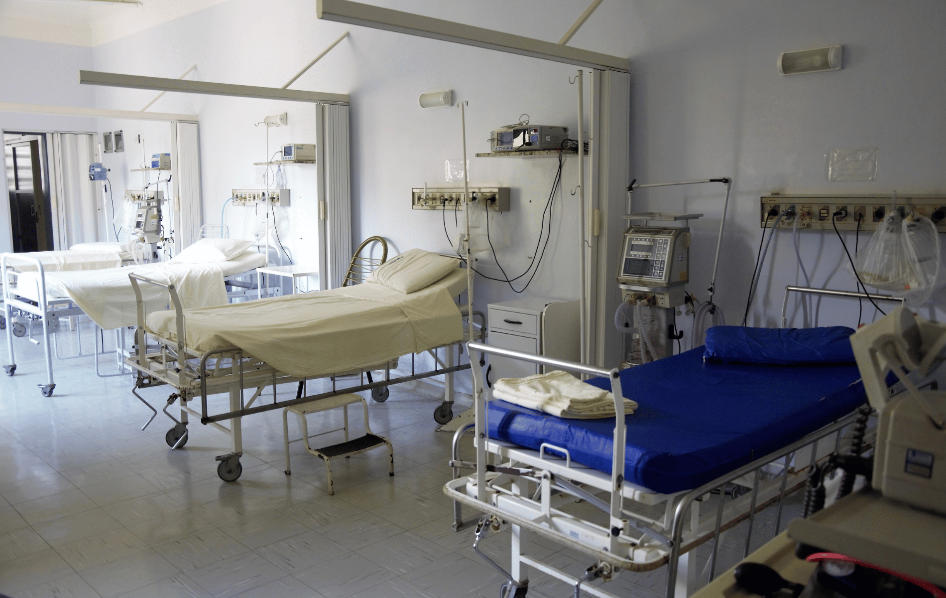 Hospital patient room with medical equipment that depends on backup power Hospital patient room with medical equipment that depends on backup power